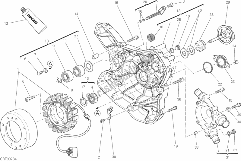 Toutes les pièces pour le Couvercle De Crnkcse Côté Pompe à Eau du Ducati Monster 821 Thailand 2017